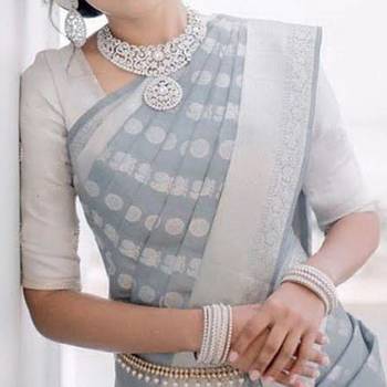 Dark Grey Kanchipuram Silk Saree With Blouse 2