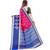 Women's Pink Ikkat Pallu Hand-block Prints Sarees With Blouse