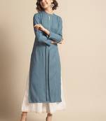 Divawalk Light Blue Solid pleated Straight Kurta