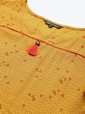 Divawalk Mustard yellow Printed Kurta 2