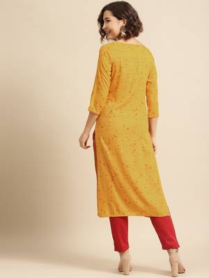 Divawalk Mustard yellow Printed Kurta 4