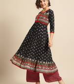 Divawalk Black & White Printed Anarkali