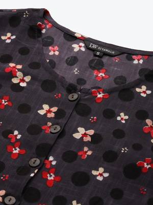 Divawalk Grey & black Printed A-Line Kurta With pocket details 2