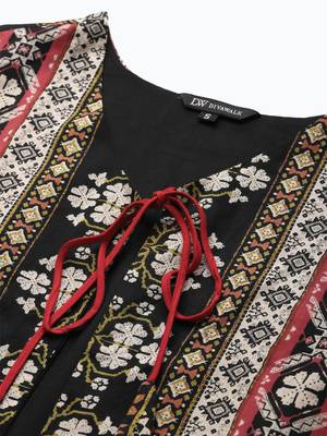 Divawalk Black Printed Flared Anarkali With waist coat 2