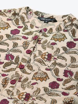 Divawalk Beige & Maroon Floral Printed Flared Anarkali 2