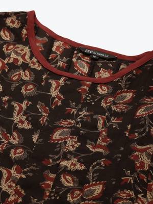 Divawalk Brown printed Anarkali kurta wih jacket 2