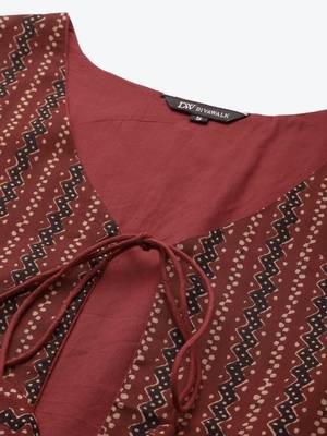 Divawalk Brown printed Anarkali kurta wih jacket 3