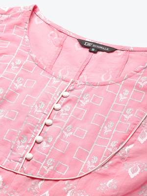 Divawalk Pink Khari printed anarkali kurta 2