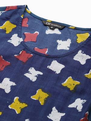 Divawalk Indigo printed kurta with side tie-ups 2