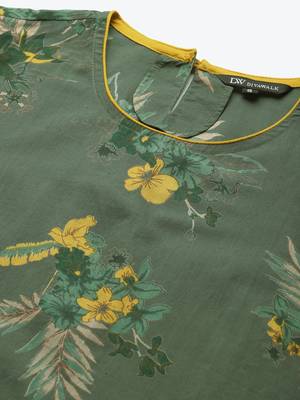 Divawalk Green printed straight kurta with contrast detailing 2