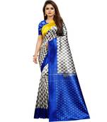 Multi Color Butter Silk IKKAT Prints Sarees With Blouse
