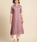  Divawalk Mauve printed A-line kurta with princess cut