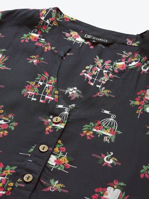 Divawalk Dark grey printed kurta 2