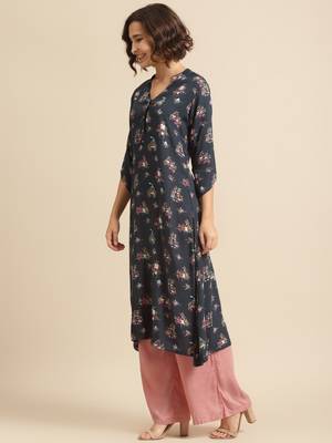 Divawalk Dark grey printed kurta 3