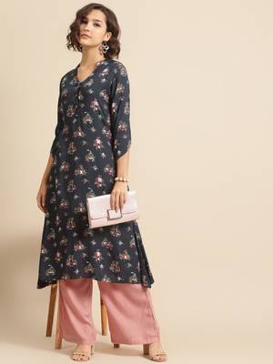 Divawalk Dark grey printed kurta 5