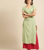 Divawalk Mint green straight kurta with side tie ups