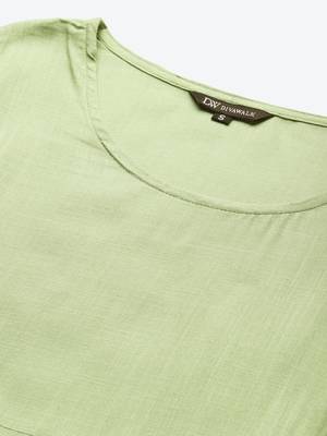 Divawalk Mint green straight kurta with side tie ups 2