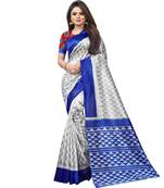 Grey Butter Silk IKKAT Prints Sarees With Blouse