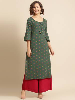 Green Printed Straight Kurta 1