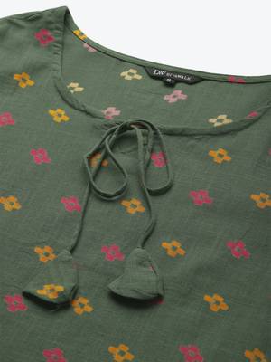 Green Printed Straight Kurta 2