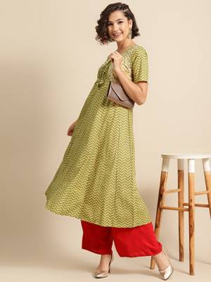 Divawalk Green printed anarkali with stiched jacket 5