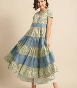 Divawalk Blue and off-white anarkali
