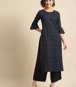 Divawalk Navy blue checks straight kurta