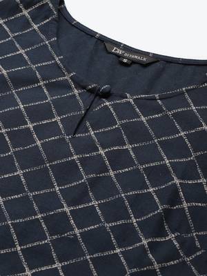 Divawalk Navy blue checks straight kurta 2