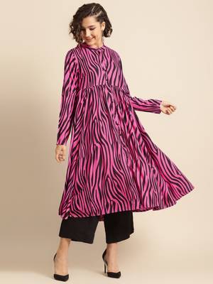Divawalk Pink zebra print kurta 1