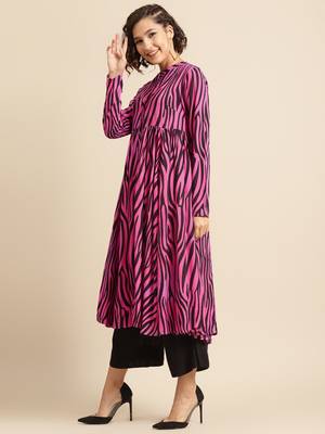 Divawalk Pink zebra print kurta 3