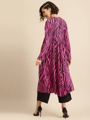 Divawalk Pink zebra print kurta 4