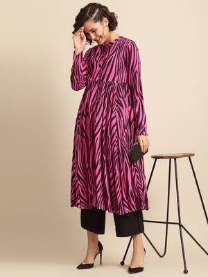 Divawalk Pink zebra print kurta 5