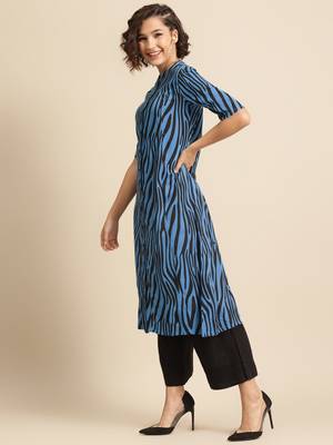  Divawalk Blue zebra print kurta 3