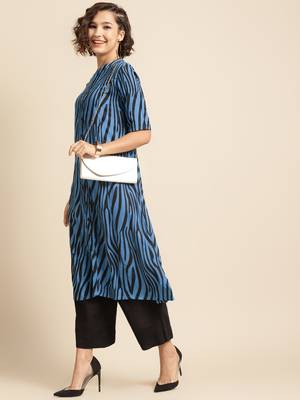  Divawalk Blue zebra print kurta 5