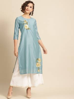 Divawalk Blue Embroidered Kurta 1