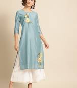 Divawalk Blue Embroidered Kurta