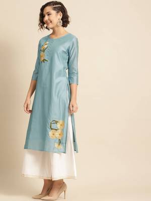 Divawalk Blue Embroidered Kurta 3