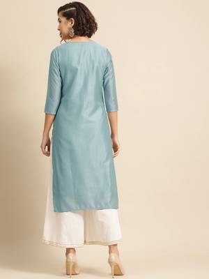 Divawalk Blue Embroidered Kurta 4