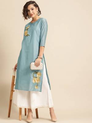 Divawalk Blue Embroidered Kurta 5