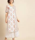 White Angrakha pattern Straight kurta