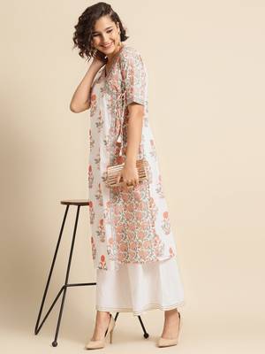 White Angrakha pattern Straight kurta 5