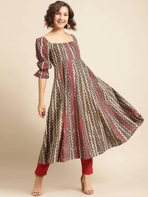 Divawalk Brown Square neck anarkali 1