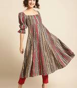 Divawalk Brown Square neck anarkali