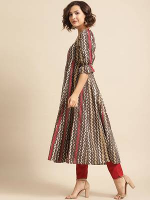 Divawalk Brown Square neck anarkali 3