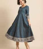 Divawalk Navy Blue and Grey Anarkali kurta