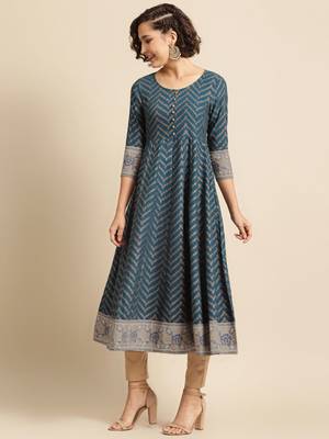 Divawalk Navy Blue and Grey Anarkali kurta 3