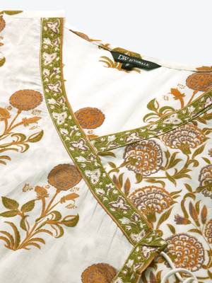 Divawalk White Green Straight kurta 2