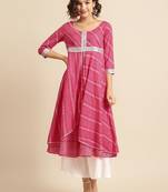 divawalk Magenta Bandhani Printed Layered Kurta