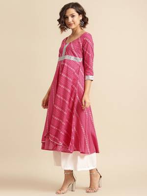 divawalk Magenta Bandhani Printed Layered Kurta 3