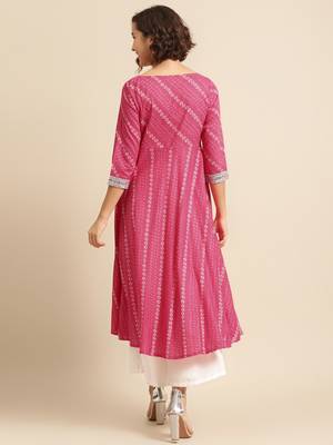 divawalk Magenta Bandhani Printed Layered Kurta 4
